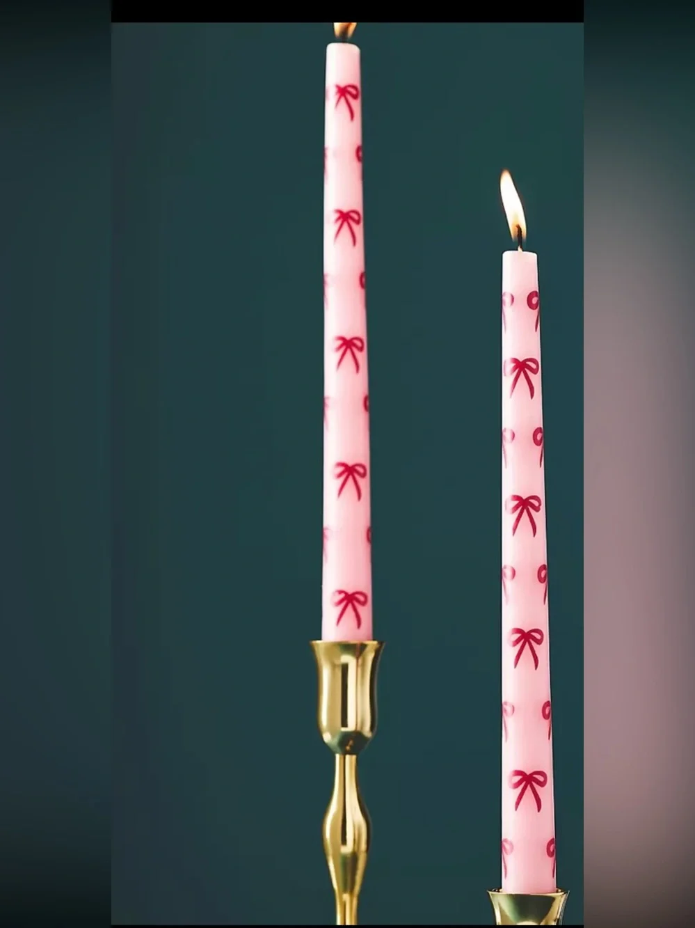Anthropologie Pink Bow Taper Candle